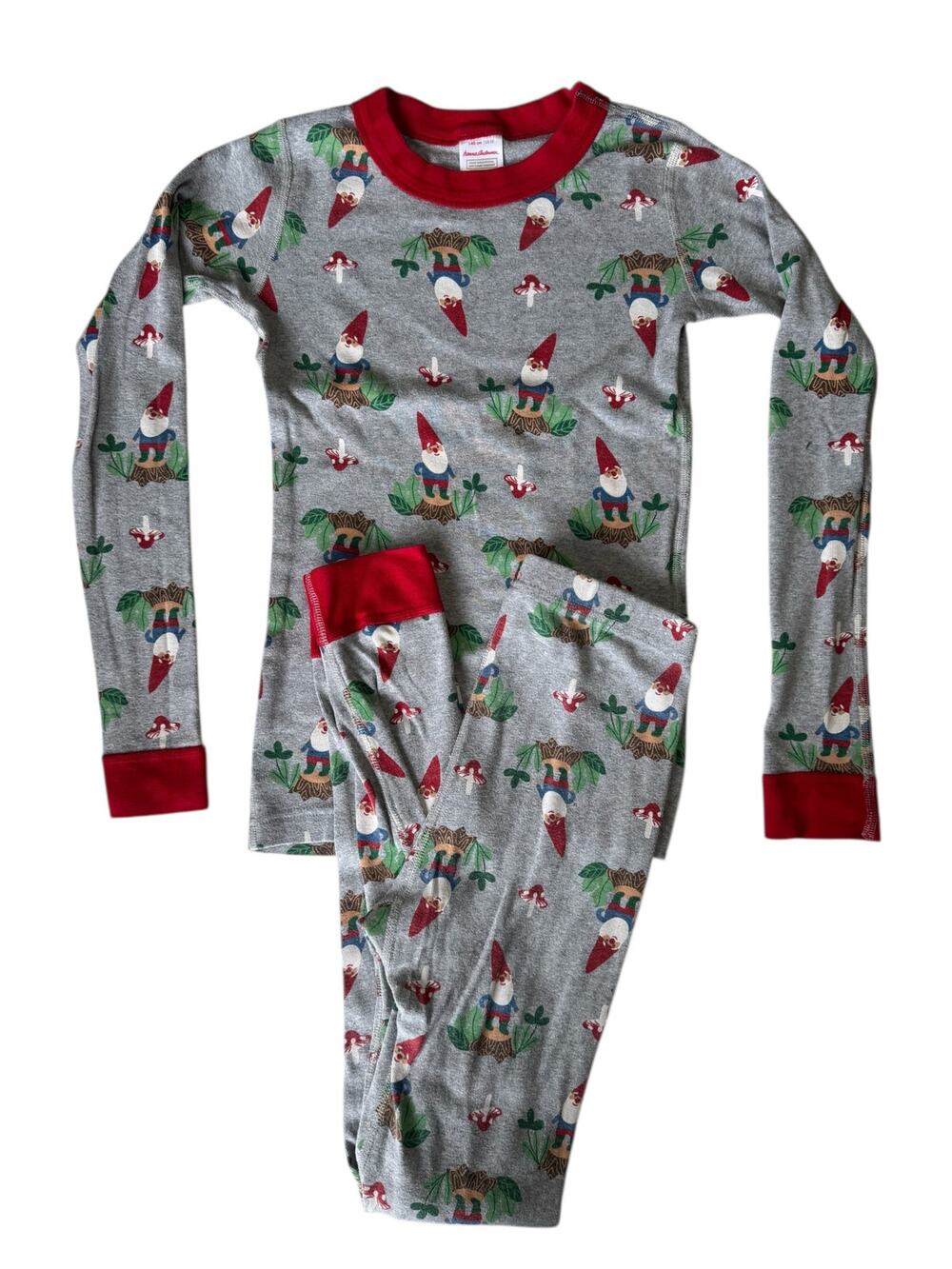 HANNA ANDERSSON Gnome Mushroom Garden Long John Pajama Set Size 10 140 Organic